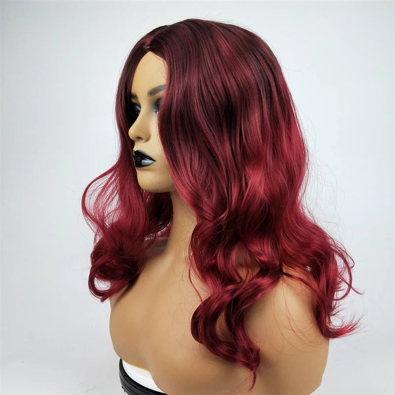Burgundy Long Curly Human Hair Wigs